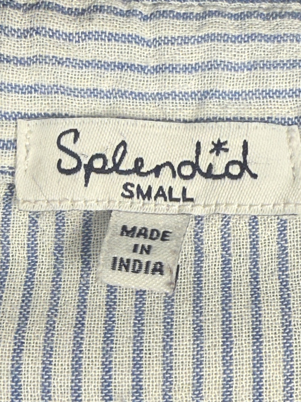 Size S Splendid Blue and White Striped 100% Cotton Button-Down Shirt - Picture 4 of 6